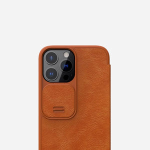 iPhone 13 Pro Max Case Leather Flip (Cam Protect)