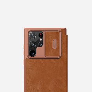 Galaxy S22 Ultra Case Leather Flip (Cam Protect)