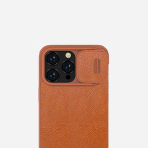 iPhone 14 Pro Max Case Leather Flip (Cam Protect)