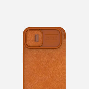 iPhone 14 Plus Case Leather Flip (Cam Protect)